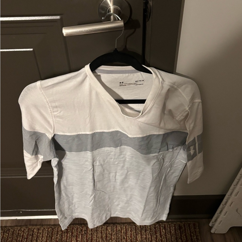 Under Armour Short Sleeve Athletic Tee in White and Light Gray